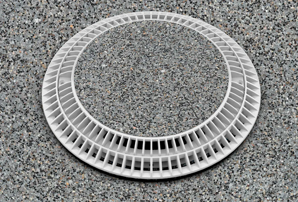 8" Pebble Top Main Drain Cover & Frame – White | 8-PTD-101A