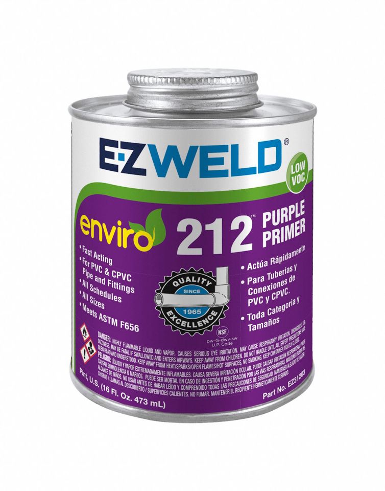E-Z Weld EZ31204 Purple Primer – 1 Quart (32 oz) for PVC & CPVC Pipe Preparation