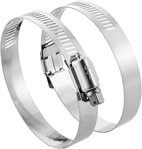 2" Marine Grade 316 Stainless Steel Hose Clamps (Pack of 2) | Adjustable Worm Gear Clamps