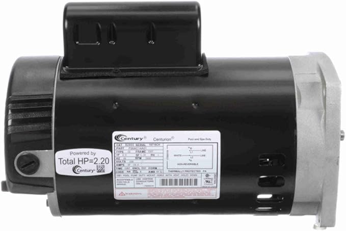 Century B2855 Pool and Spa Motor, 2 HP, 230V, Square Flange, Frame 56Y