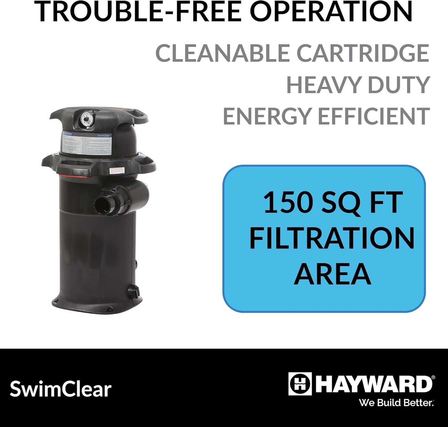 Hayward SwimClear C150S Filter | 150 Sq. Ft. Cartridge Filter for Superior Water Clarity