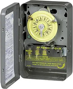 Intermatic T104 – 24-Hour DPST Mechanical Time Switch with Metal Enclosure (208–277V, 60Hz) Reliable time control with proven durability