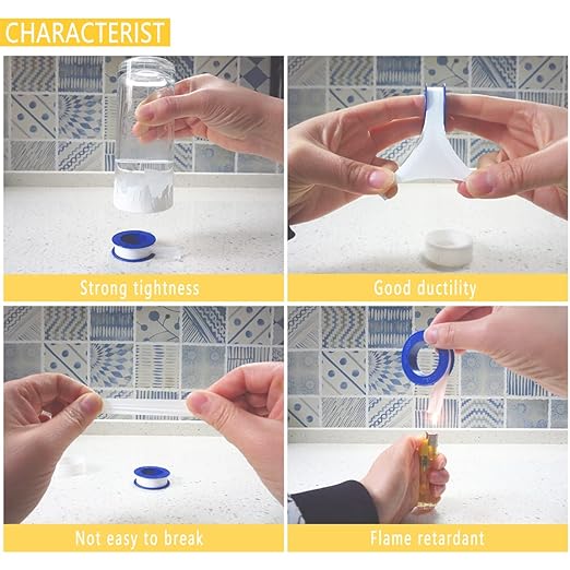 4-Pack PTFE Teflon Thread Seal Tape 1/2" x 520" | Leak-Proof Plumbing Tape | Teflon Tape