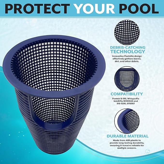 Pump Basket Replacement for Pentair B-199, WhisperFlo IntelliFlo 91110040, and 310-3210 – Durable PVC Design