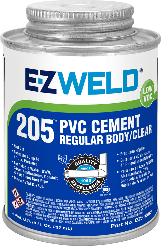 E-Z Weld EZ30504 Enviro PVC Cement Clear – 1 Quart (32 oz) | Regular Body, Fast-Setting PVC Cement