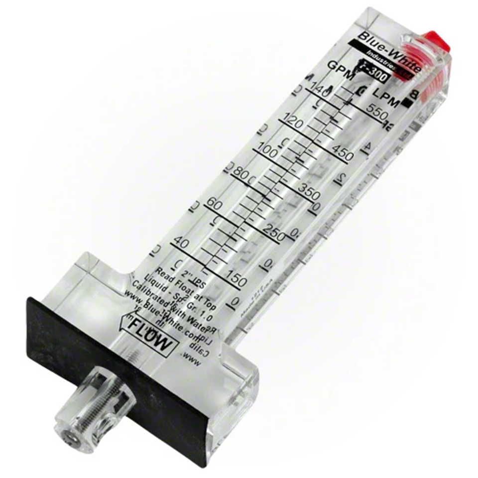 F-300 Acrylic Flowmeter for 2" Pipe | 20–120 GPM | Blue-White Industries