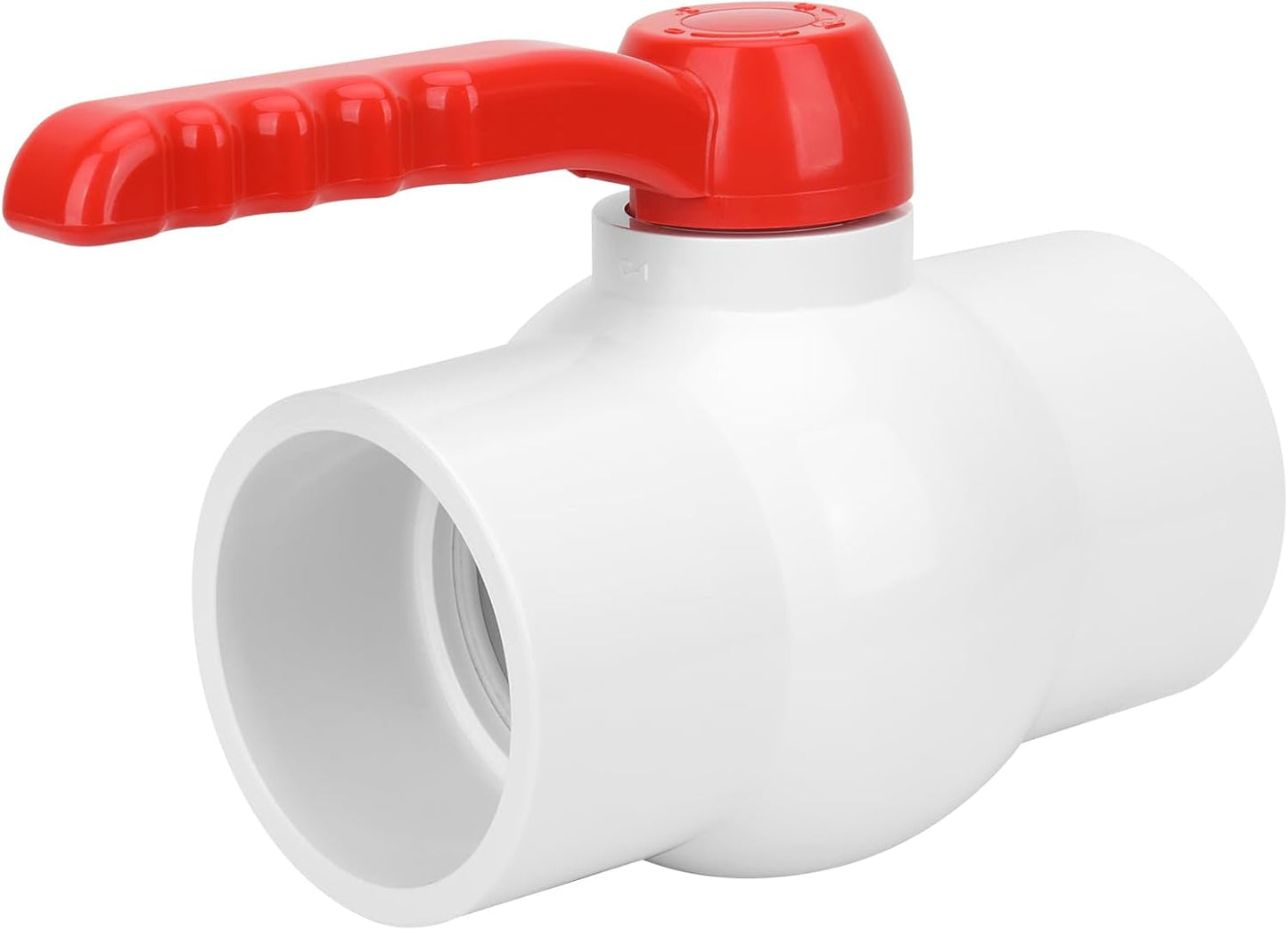 1.5" White PVC Ball Valve with Red Handle Reliable flow control for plumbing and water systems