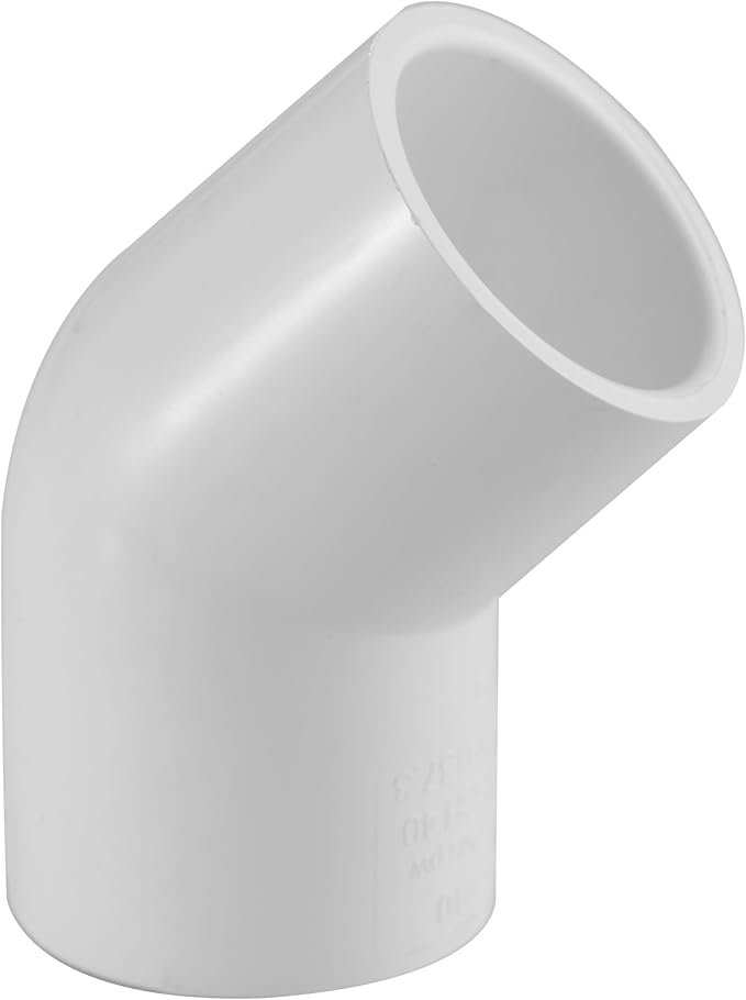 1.5" PVC 45-Degree Elbow Fitting – Schedule 40 (White) | SOC x SOC | High-Flow Capacity | Plumbing, Irrigation, Pool & Spa Use | NSF Certified – Part #417-015