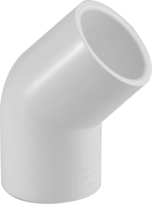 1" PVC 45-Degree Elbow Fitting – Schedule 40 (White) | SOC x SOC | High-Flow Capacity | Plumbing, Irrigation, Pool & Spa Use | NSF Certified – Part #417-015