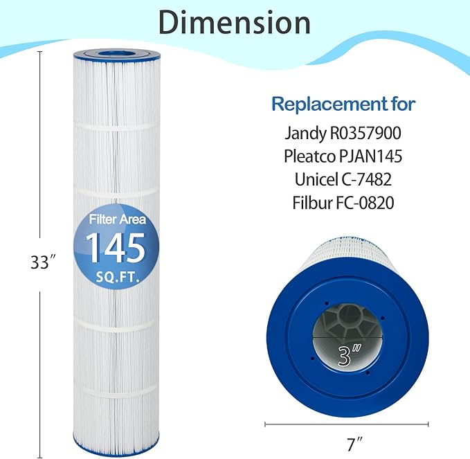 4-Pack Pool Filter Cartridges – Compatible with Jandy CL580, CV580 | Replaces Pleatco PJAN145, Unicel C-7482, Filbur FC-0820, R0357900 | 580 Sq. Ft.