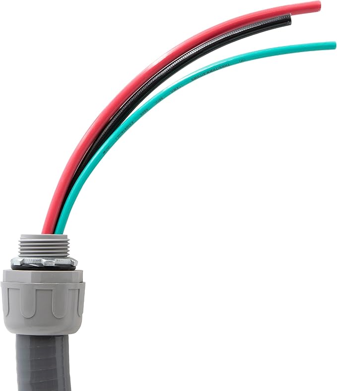 6FT Non metalic Liquid Tight With 3 Wires – Flexible, Durable, and Easy to Install