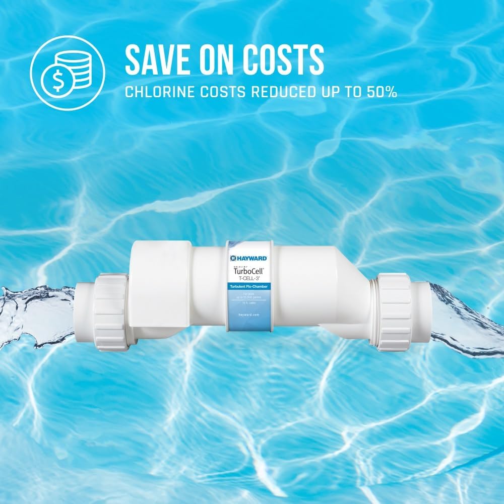 Hayward T-CELL-3 TurboCell Salt Cell for Pools up to 15,000 Gallons – 15’ Cord Automatic chlorination, luxuriously soft water, and cost savings