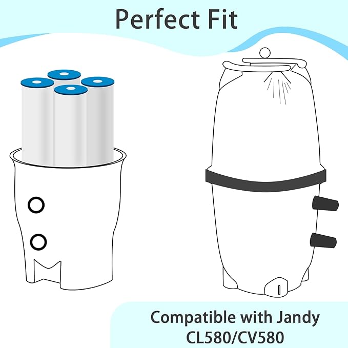 4-Pack Pool Filter Cartridges – Compatible with Jandy CL580, CV580 | Replaces Pleatco PJAN145, Unicel C-7482, Filbur FC-0820, R0357900 | 580 Sq. Ft.