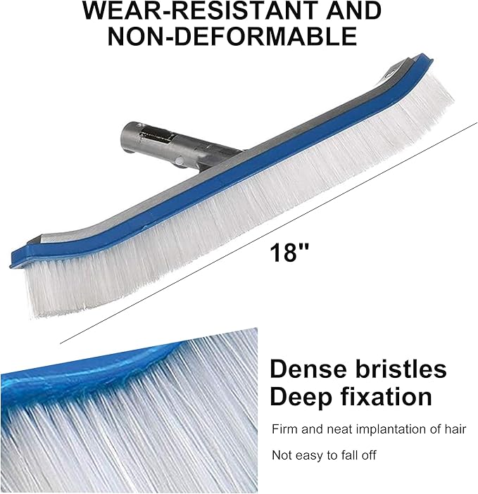 18" Pool Brush with Aluminum Back – Nylon Bristles for All Pool Surfaces | Shell Water