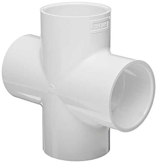 2" PVC Cross Fitting – Schedule 40 (White) | Female Socket Ends | NSF Certified | For Plumbing, Irrigation, Pools, and Potable Water /420-020