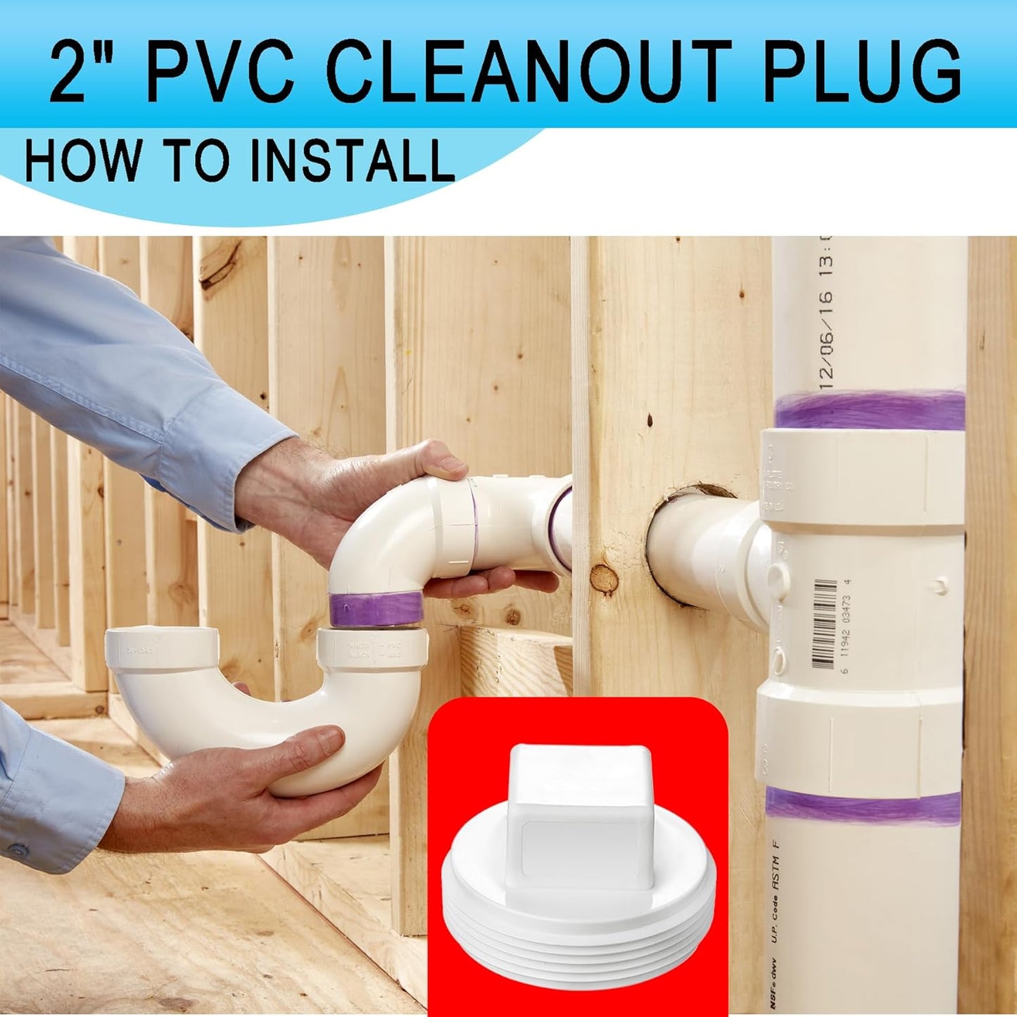 2" SCH40 PVC Cleanout Plug – Heavy-Duty White