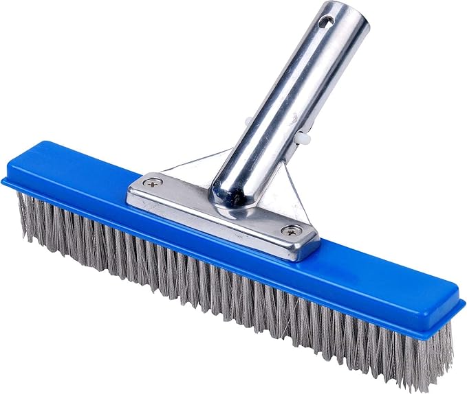 10" Pool Brush – Stainless Steel Bristles for Concrete Pools | Heavy-Duty Cleaning