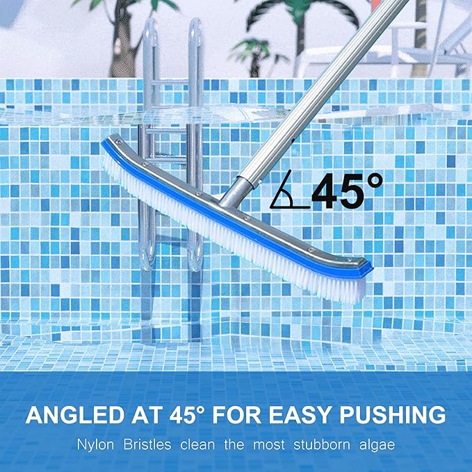 18" Pool Brush with Aluminum Back – Nylon Bristles for All Pool Surfaces | Shell Water