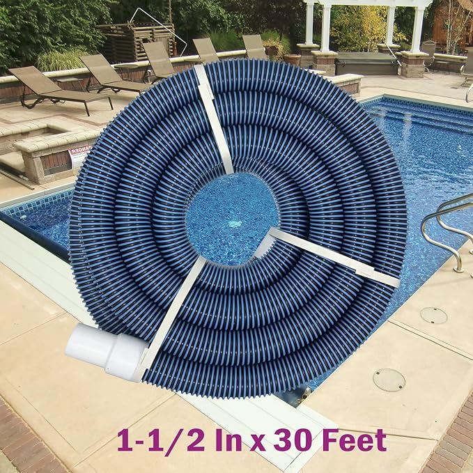 Heavy-Duty 30-Foot Pool Vacuum Hose with 1.5" Swivel Cuff | Durable Spiral Wound Hose for Inground & Above-Ground Pools