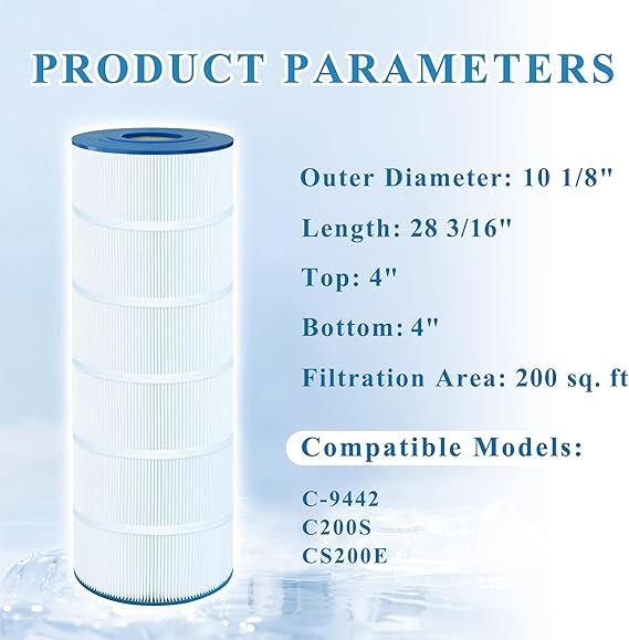 Shell Water SW9442-01 Pool Filter Cartridge (Replacement for C200S) – 200 ft². High-efficiency pool filter cartridge – Compatible with Hayward SwimClear C200S