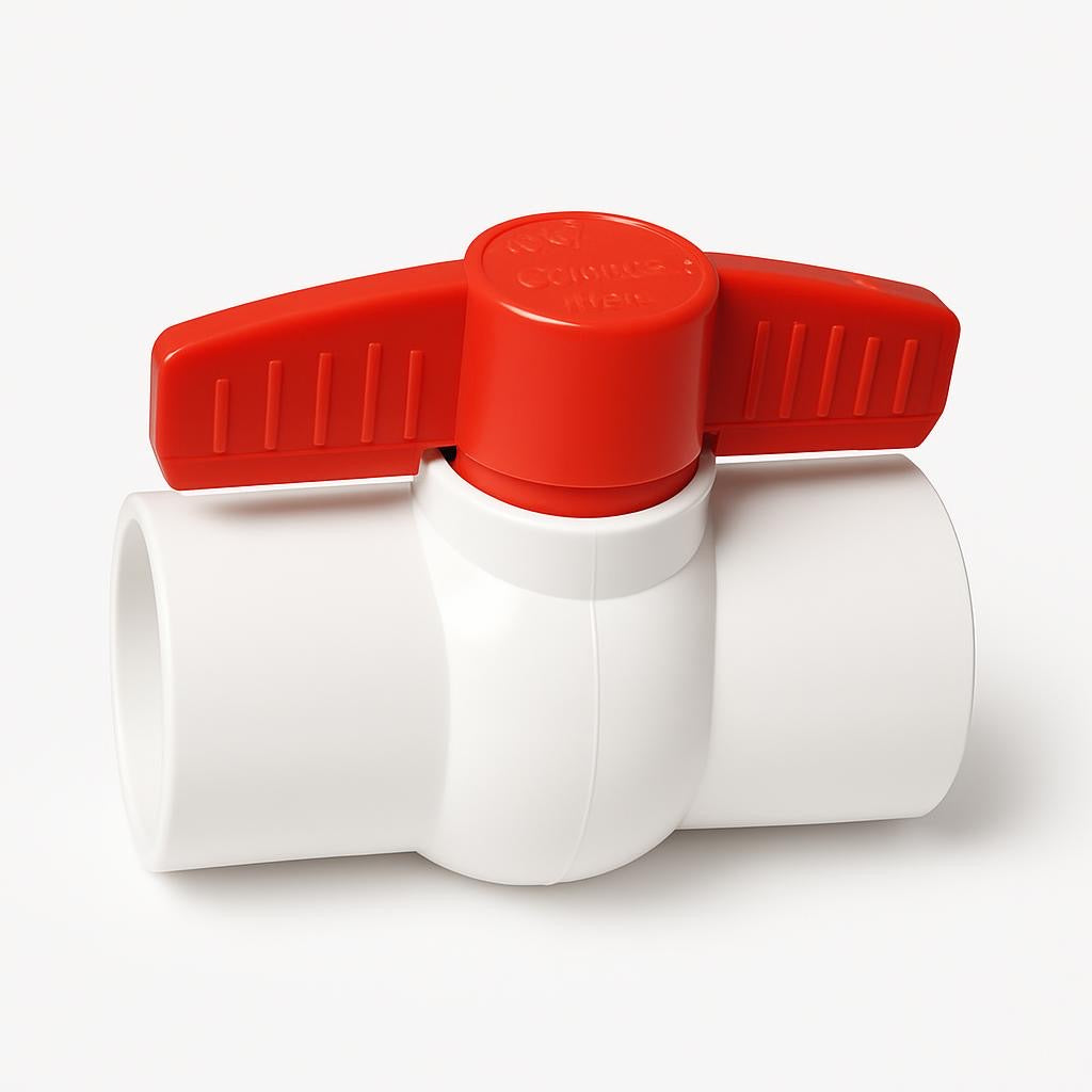 BPV-RD-20 2" Red PVC Ball Valve with Red Handle | Durable Shut-Off Valve