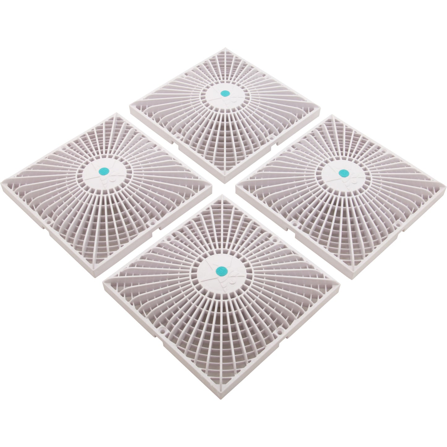 18" Square Mud Frame with Four 9" Star Suction Outlet Covers | White | UV-Resistant