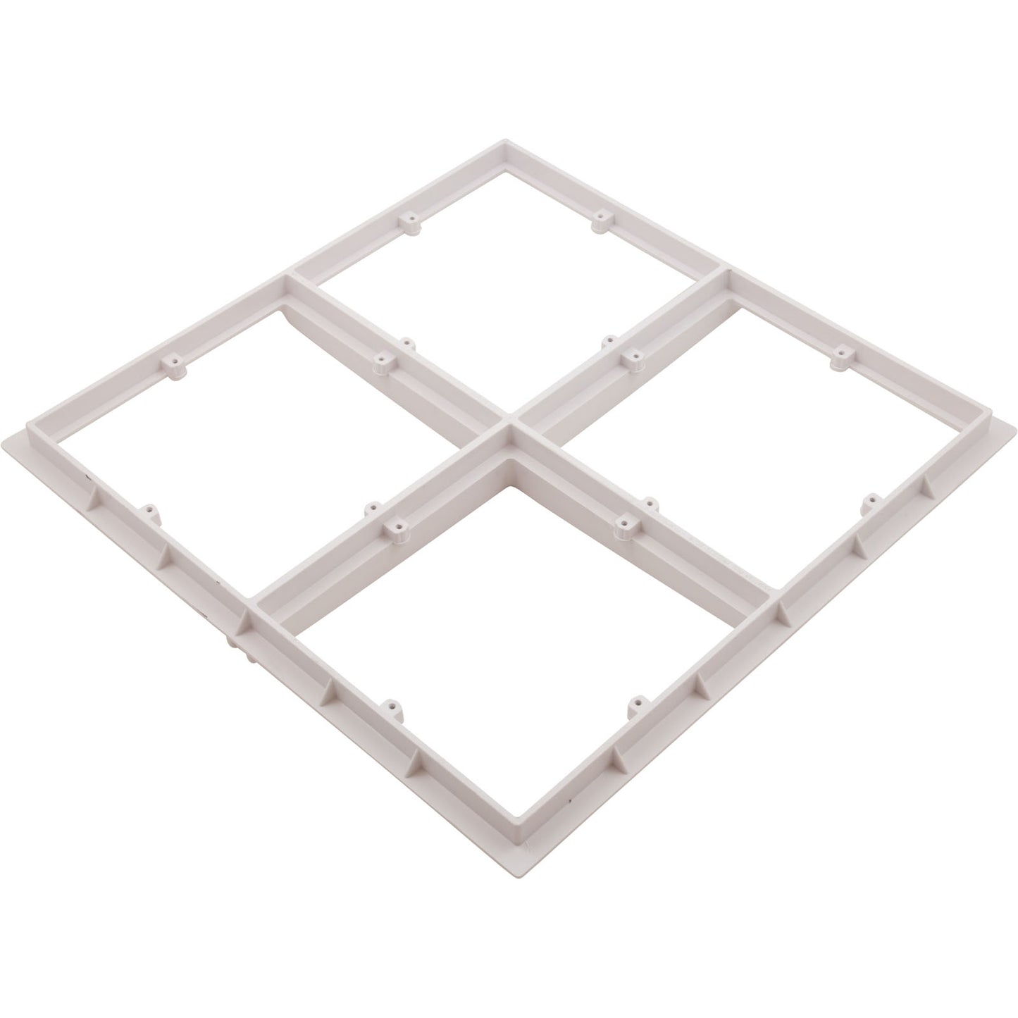 18" Square Mud Frame with Four 9" Star Suction Outlet Covers | White | UV-Resistant
