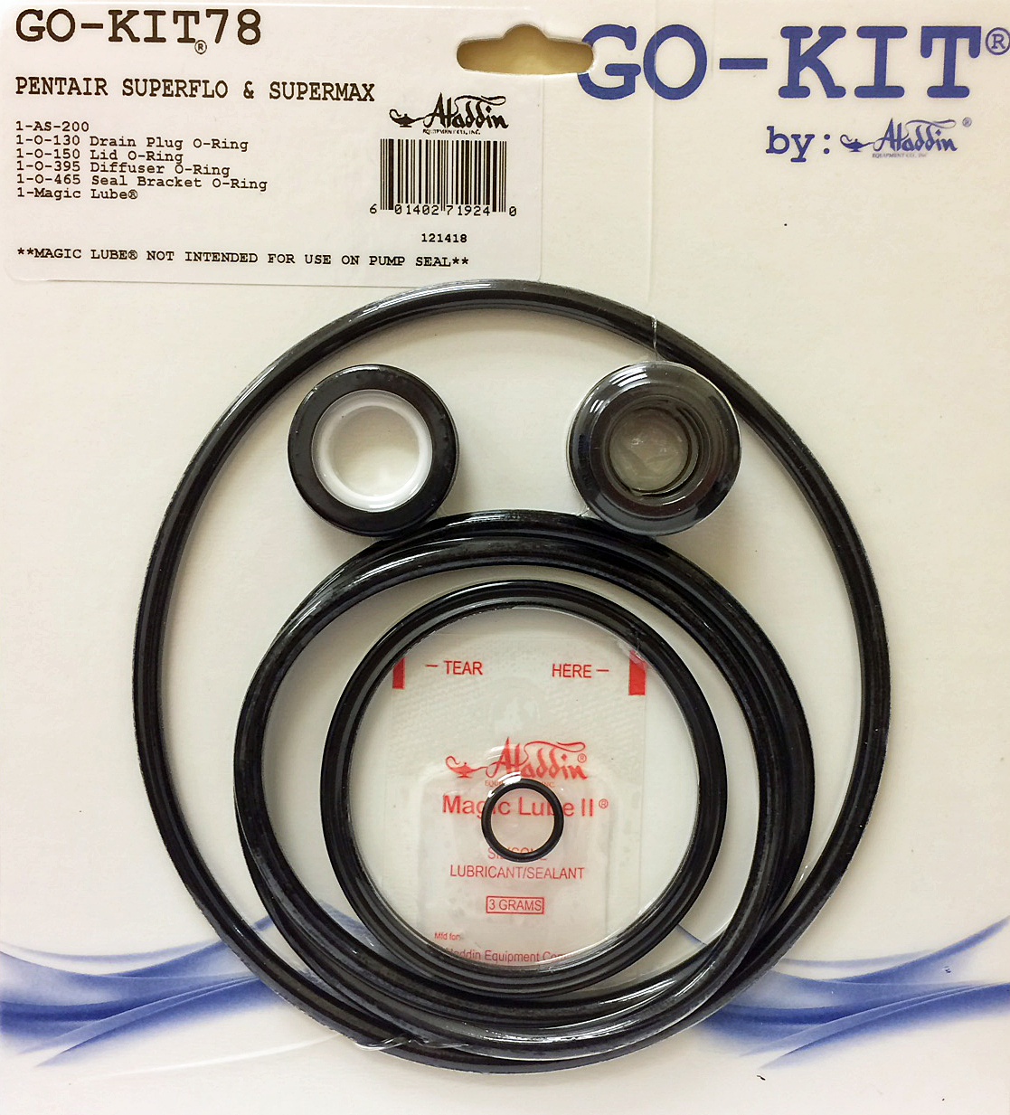 Aladdin GO-KIT78 Standard Repair Seal Kit – Pentair Superflo & StaRite Supermax