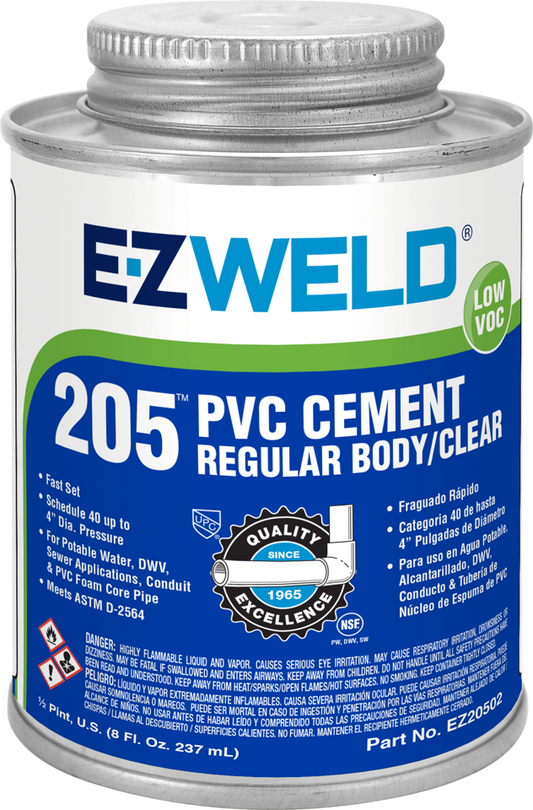 E-Z Weld EZ30504 Enviro PVC Cement Clear – 1 Quart (32 oz) | Regular Body, Fast-Setting PVC Cement