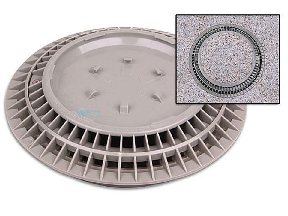 8" Pebble Top Main Drain Cover & Frame – Light Gray | 8-PTD-103A